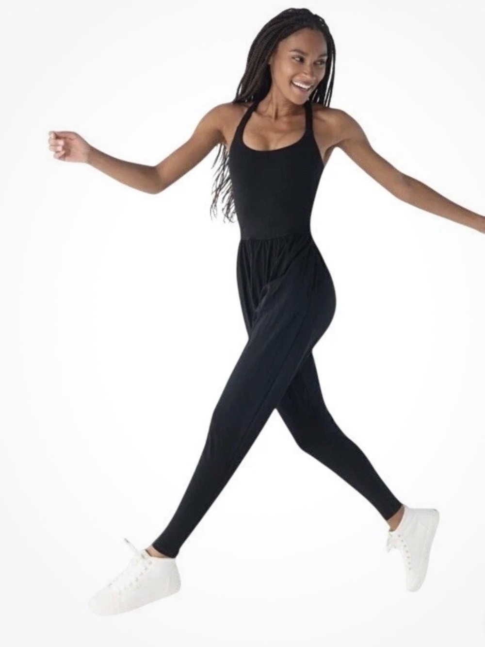 IMBODHI Bodhi Jumper Womens XL Black Cross Back Harem Athleisure Yoga Romper